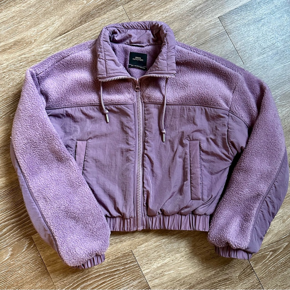 UO Fleece Zip-up Cropped Bomber